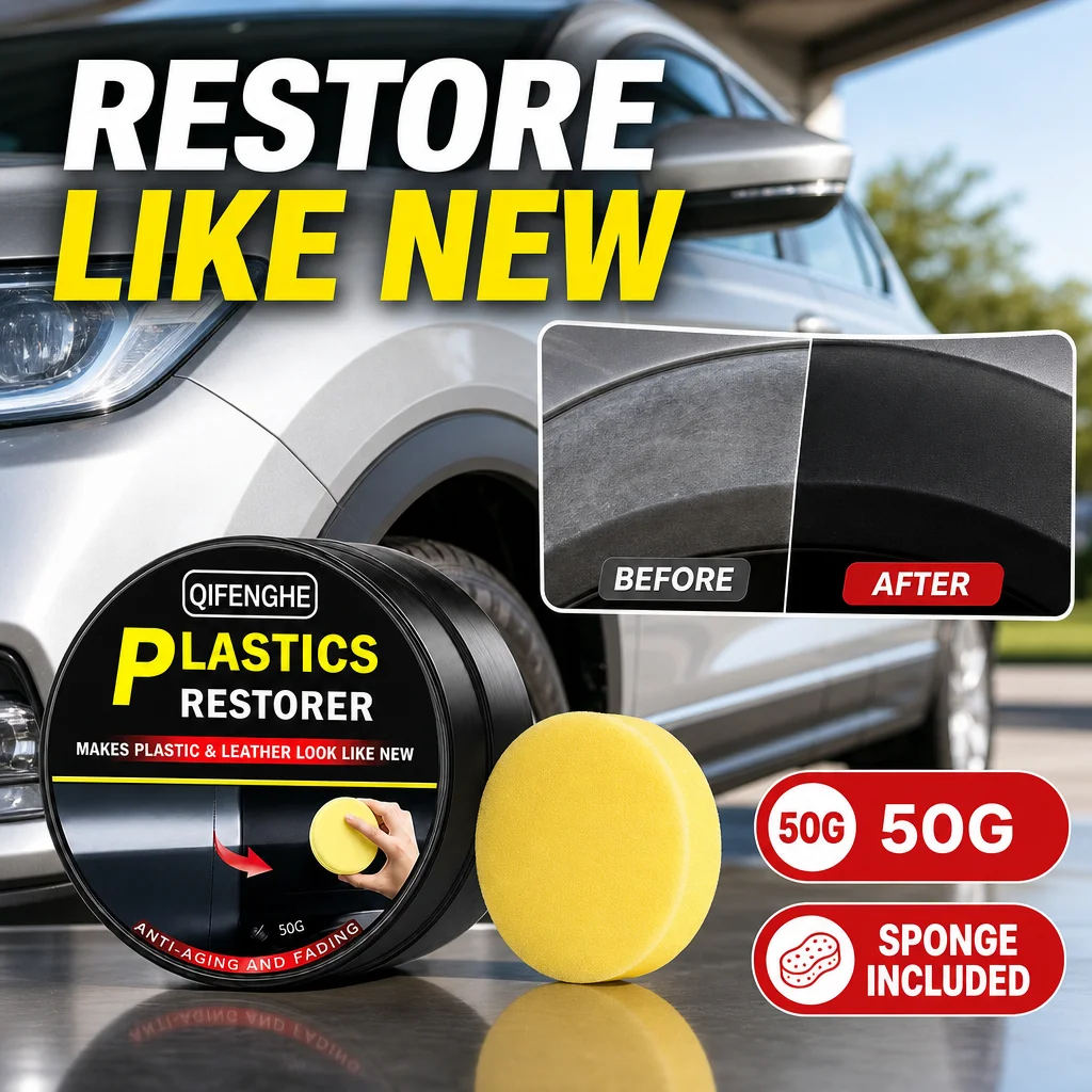 Plastic & Leather Restorer Cream Restore Faded Surfaces Anti‑Aging Anti‑Fading Renew Gloss For Auto Exterior Trim