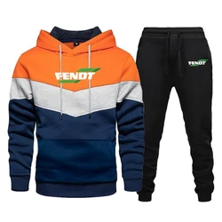 2022 European and American new FENDT men's and women's casual jumper + casual pants couple stitching hoodie all-match suit