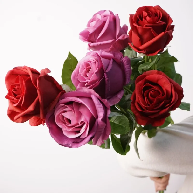 

5 шт., длинная ветка, увлажняющая роза, настоящий сенсорный искусственный цветок, свадебный букет, домашний декор, цветы розы, свадебная вечеринка