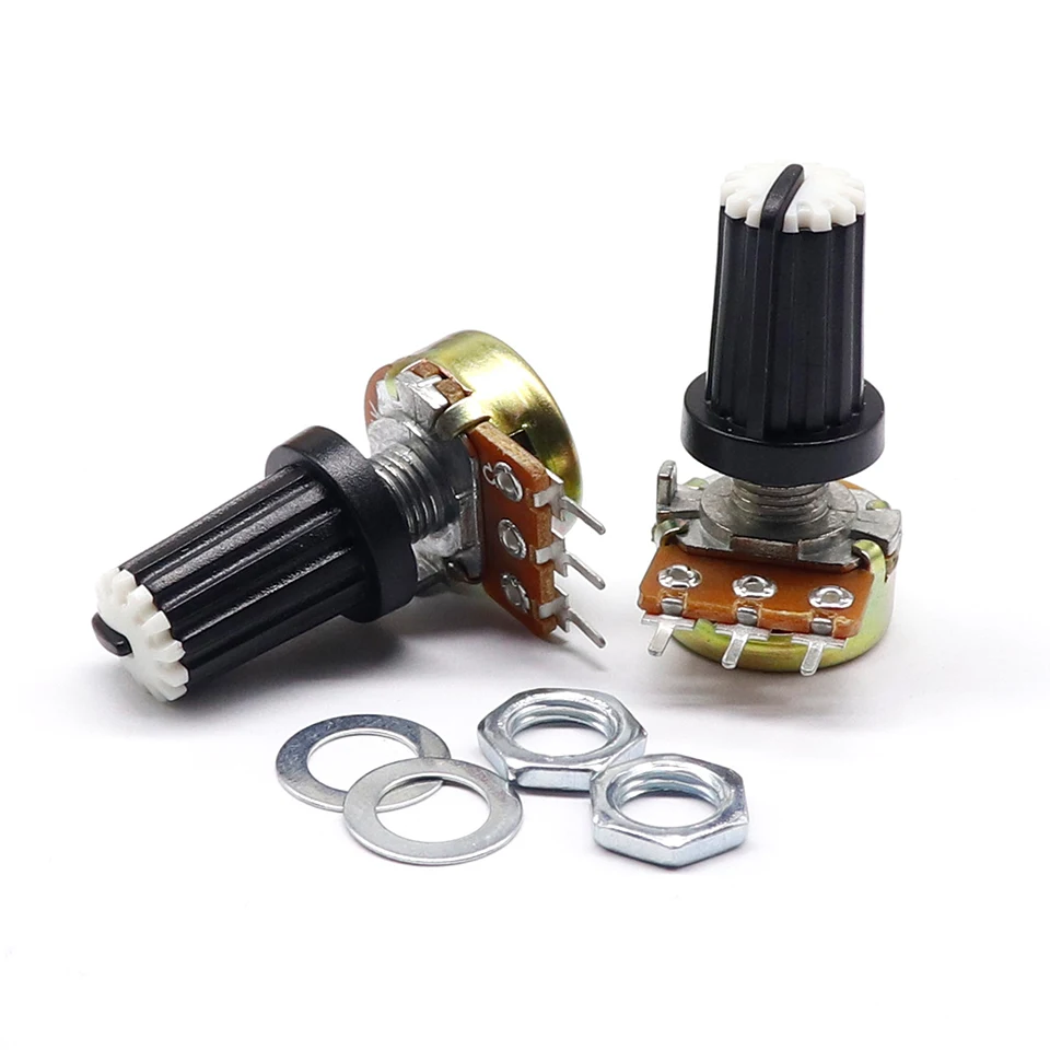5 Sets WH148 15mm 3 Pin Linear Taper Rotary Potentiometer Resistor for Arduino with AG2 White cap 1K 10K 20K 50K 100K 500K Ohm