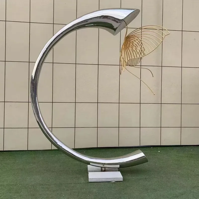Modern Stainless Steel Round Statue Large Metal Art Sculpture for Villa Courtyard Hotel Garden Landscape Decoration Outdoor