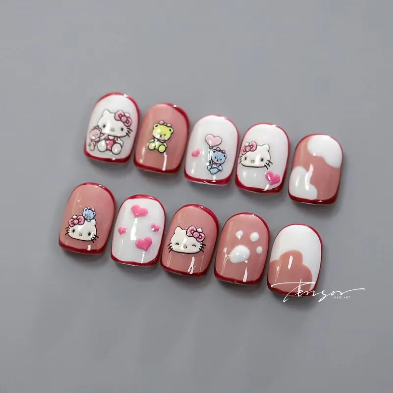 1PCS 5D Cartoon Hello Kitty Nail Stickers Schattige Beer Stickers Voor Nagels Nagelbenodigdheden Nail Decals DlY zelfklevende Stickers