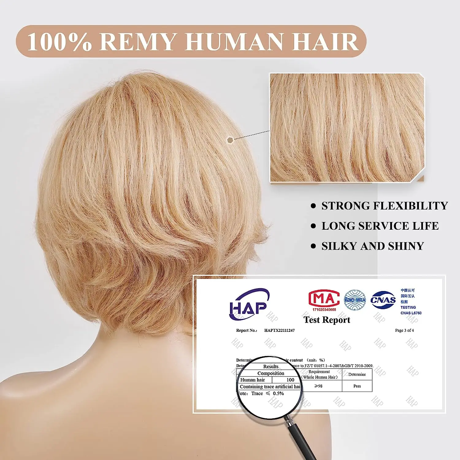 Blonde Short Bob Human Hair Wigs Straight Hand-Tied Lace Frontal Wig for Women Glueless Remy Hair Pixie Cut Natural Layered Wig