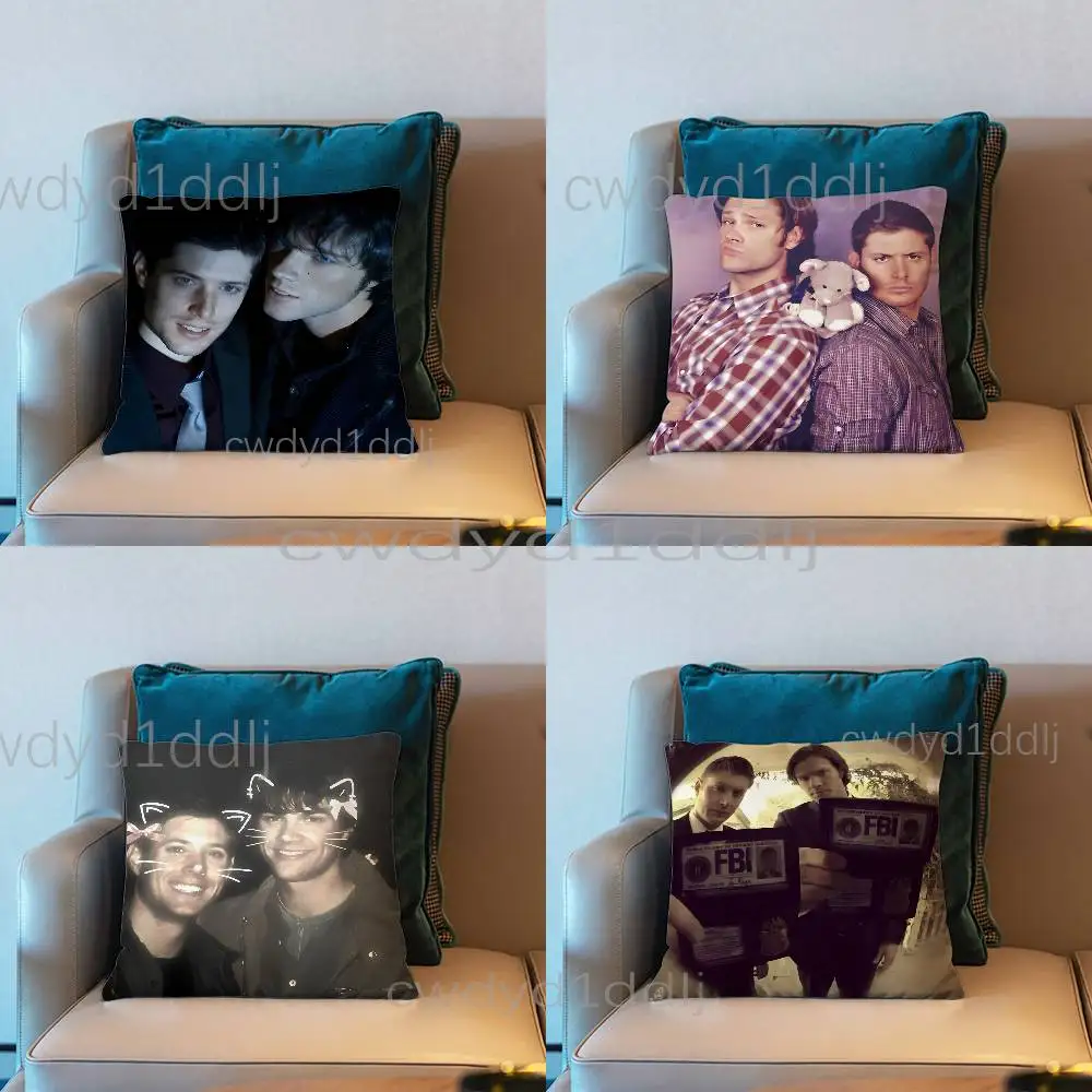 

S-Supernatural Dean Sam Winchester Pillow Case Short Plush Sofa Decorative Gift Home Double-sided Printing Cushio