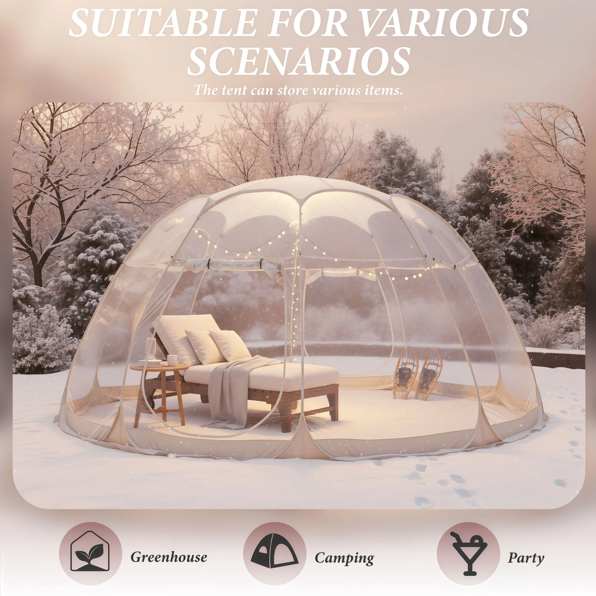 Large Quick-Set Bubble Tent Portable Outdoor Igloo Extreme Cold Resistant Winter Shelter for Camping And Backyard Use image 6