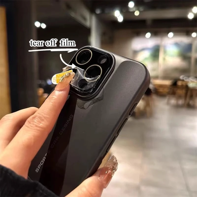 HOCE Luxury Matte Splicing Leather Phone Case For iPhone 17 Air 16 15 14 13 12 Pro Max Lens Protection Shockproof Hard PC Cover