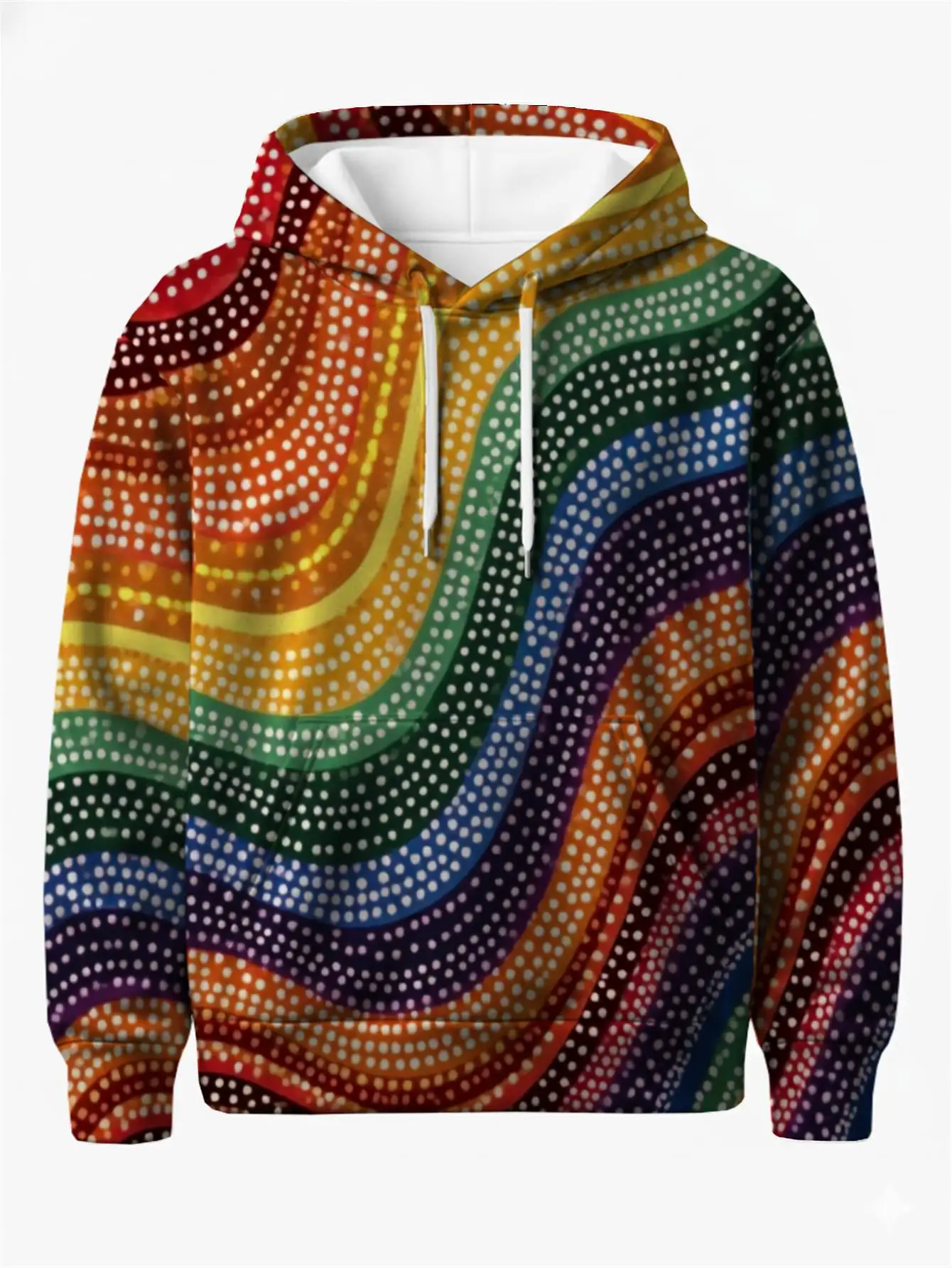 Men Colorful Rainbow Swirl Dot Full Print Hoodie Abstract Geometric Casual Daily Long Sleeve Pullover