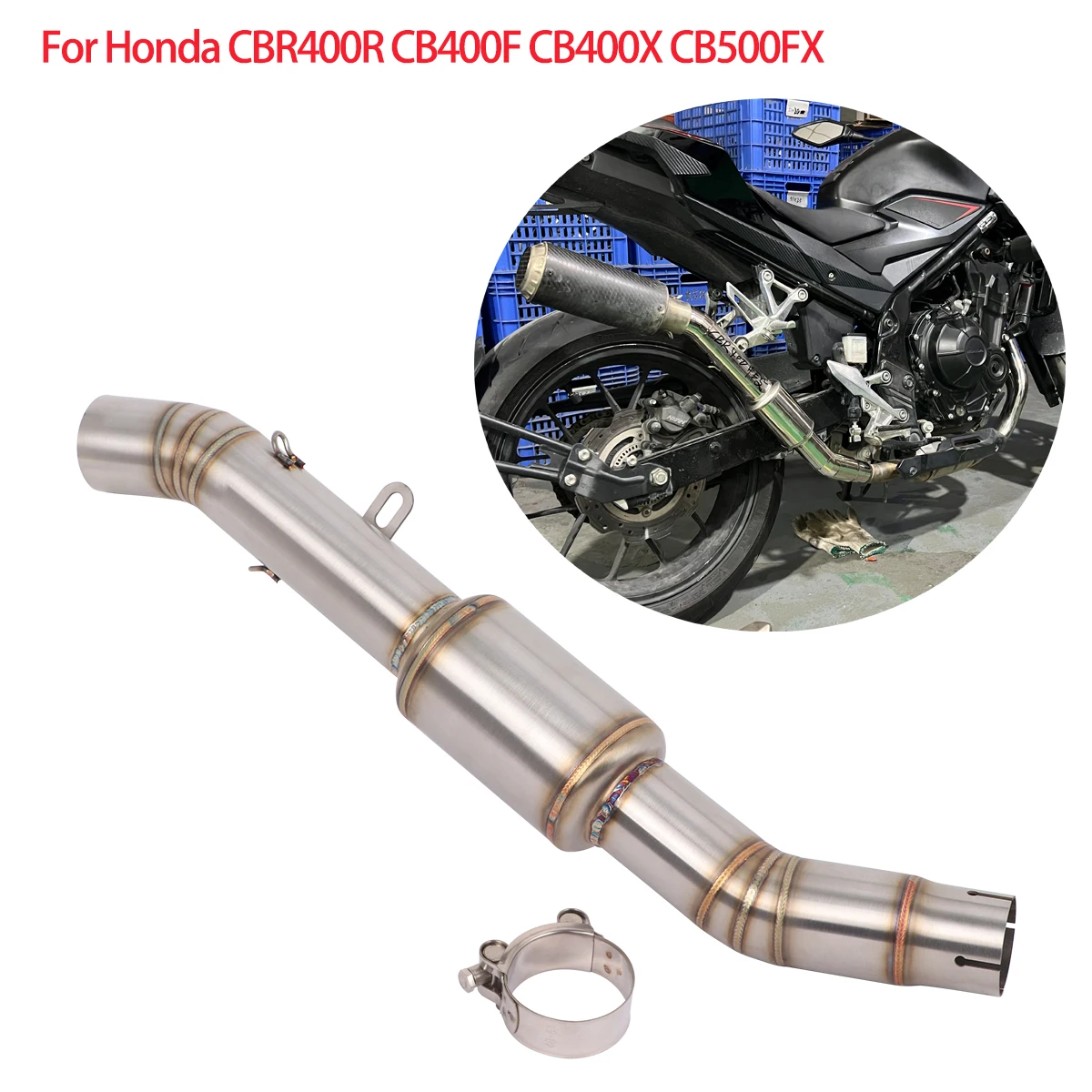 

Выхлопная труба из нержавеющей стали для Honda CB500F CB500X CB400 CBR400 CB400X CB400F, соединительная труба для модификации глушителя