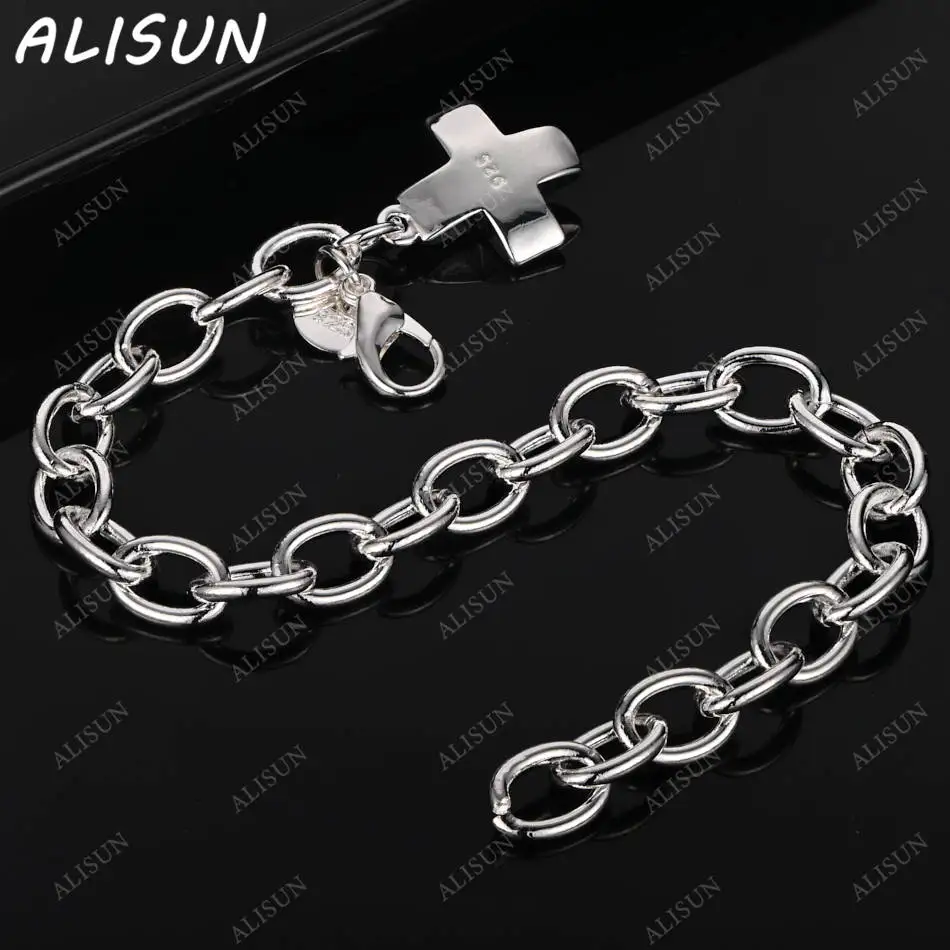

ALISUN 925 Sterling Silver Cross Bracelets For Women Anniversary Gift Popular Wild Fashion Party Jewelry