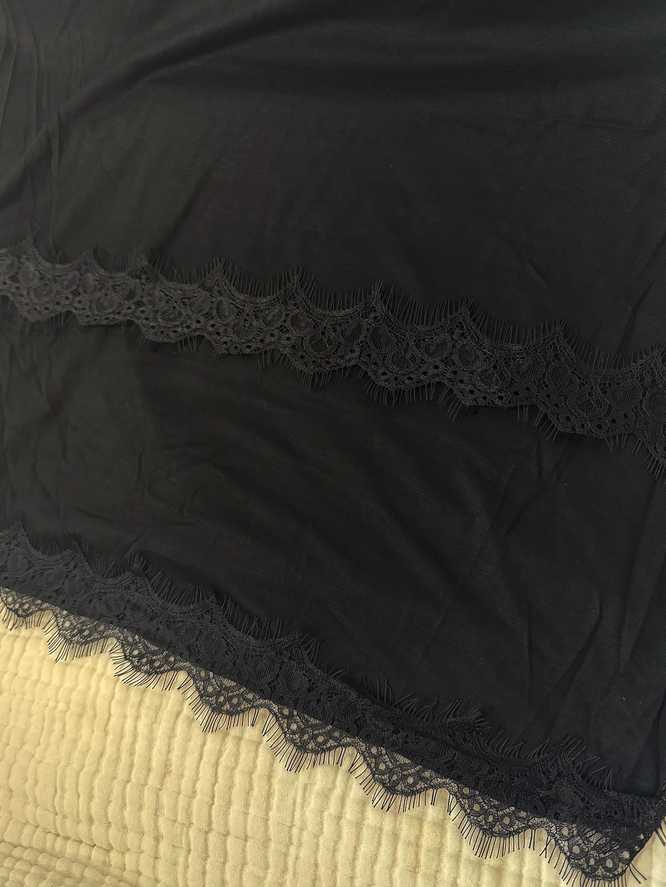 New Jersey Hijab mit Spitze, langer muslimischer Schal, einfarbig, weicher Schal, Turban-Kopfwickel für Frauen, Afrika-Stirnband, 170 x 60 cm – Detail 6