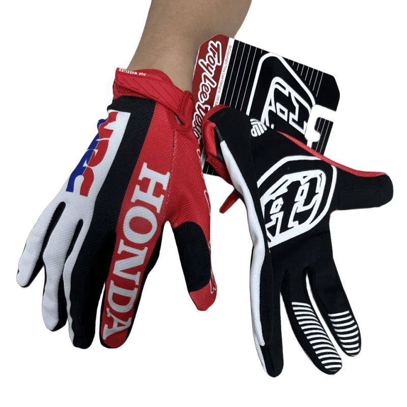 For HONDA HRC Motocross MTB MX Red Air Mesh Gloves Dirt Bike Riding Motorcycle Motorbike Riding Touring Breathable Touchscreen