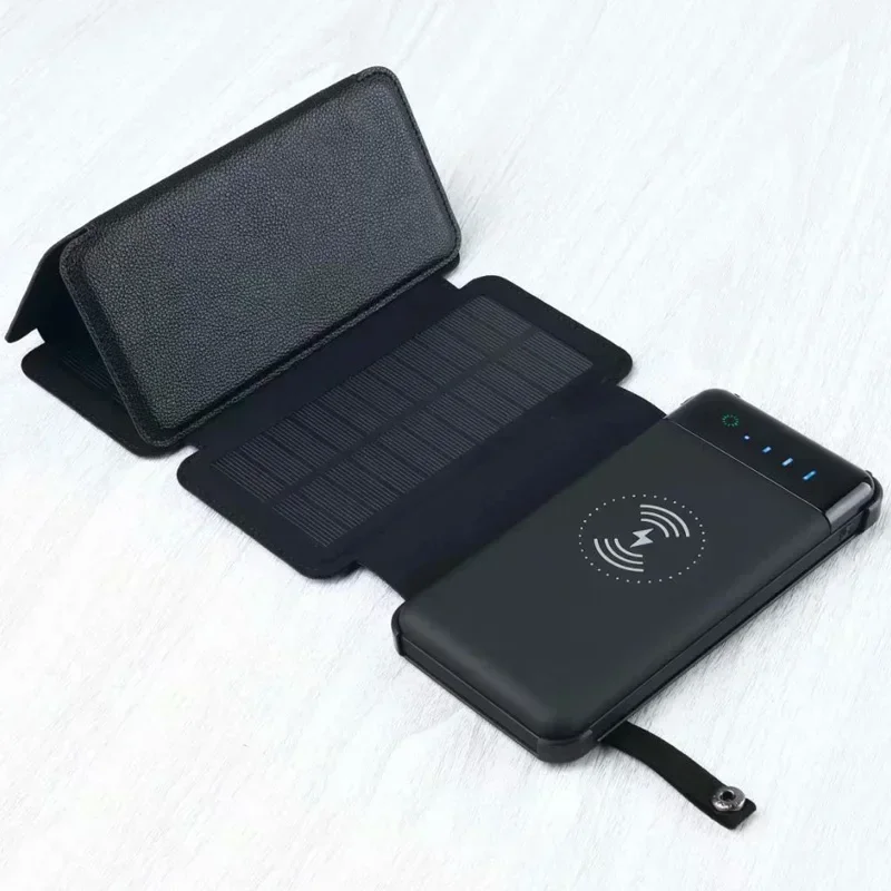 12000mAh Wireless Power Bank Foldable Solar Charger Powerbank Portable External Battery Pack for iphone 11 12 Poverbank