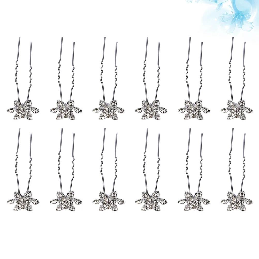 12 Pcs Stylish Headwear Bride Hairpin Fashionable Headdress Wedding Accessories for Women Snowflake Design