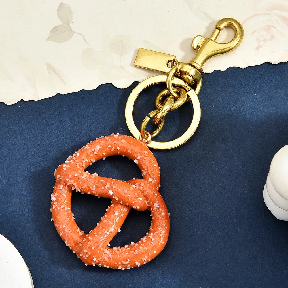Personalized Water Diamond Alkali Water Bread Shaped Car Keychain Women's Light Luxury Biscuit Bag Pendant Decoration