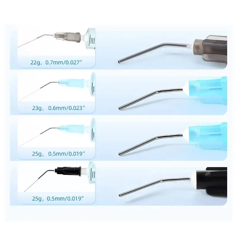 100 Stück gebogene elektronische Dosiernadeln, gebogene Dental-Dosierspitzen, Einweg-Composite-Applikator – Detail 13