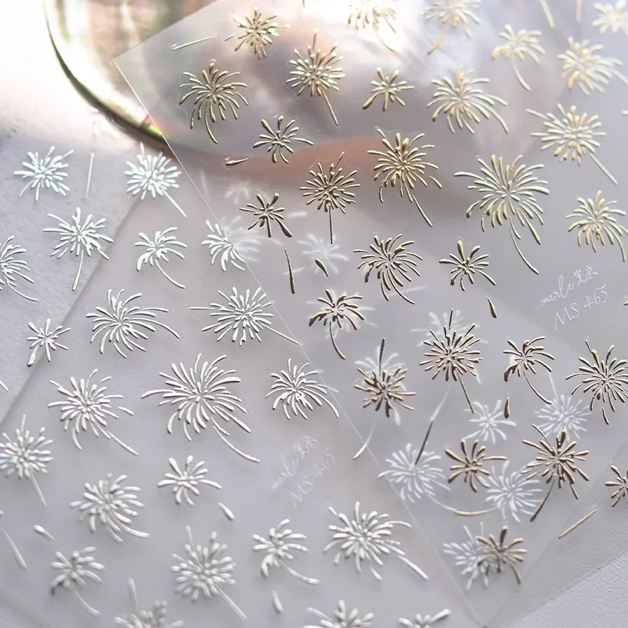 Gold Silver Shell Light Firework Winter Snowflake 5D Embossed Relief Self Adhesive Nail Art Decoration Sticker 3D Manicure Decal