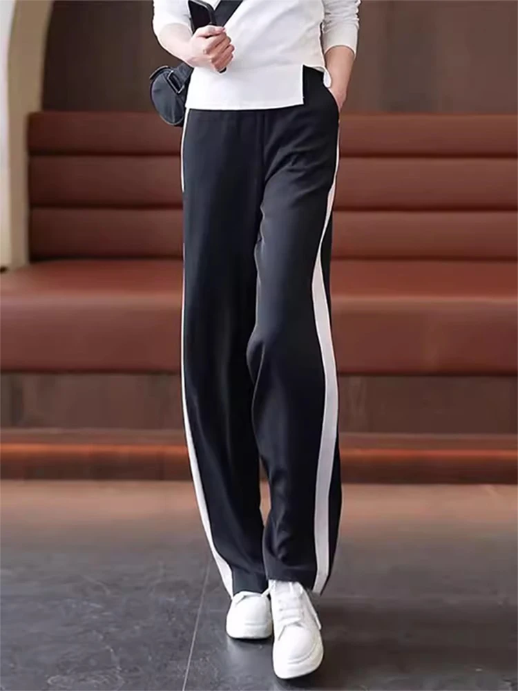 Women's Wide Leg Sports Pants High Waist Loose Straight Cut Thin Version Summer Casual Trousers plus Size Drapey Fit