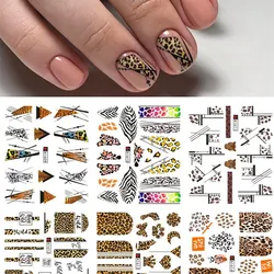 12patterns Leopard Print Slider Decals For Nails Animals Zebra pattern Transfer Stickers Nail Water Decals Tattoo For Manicure