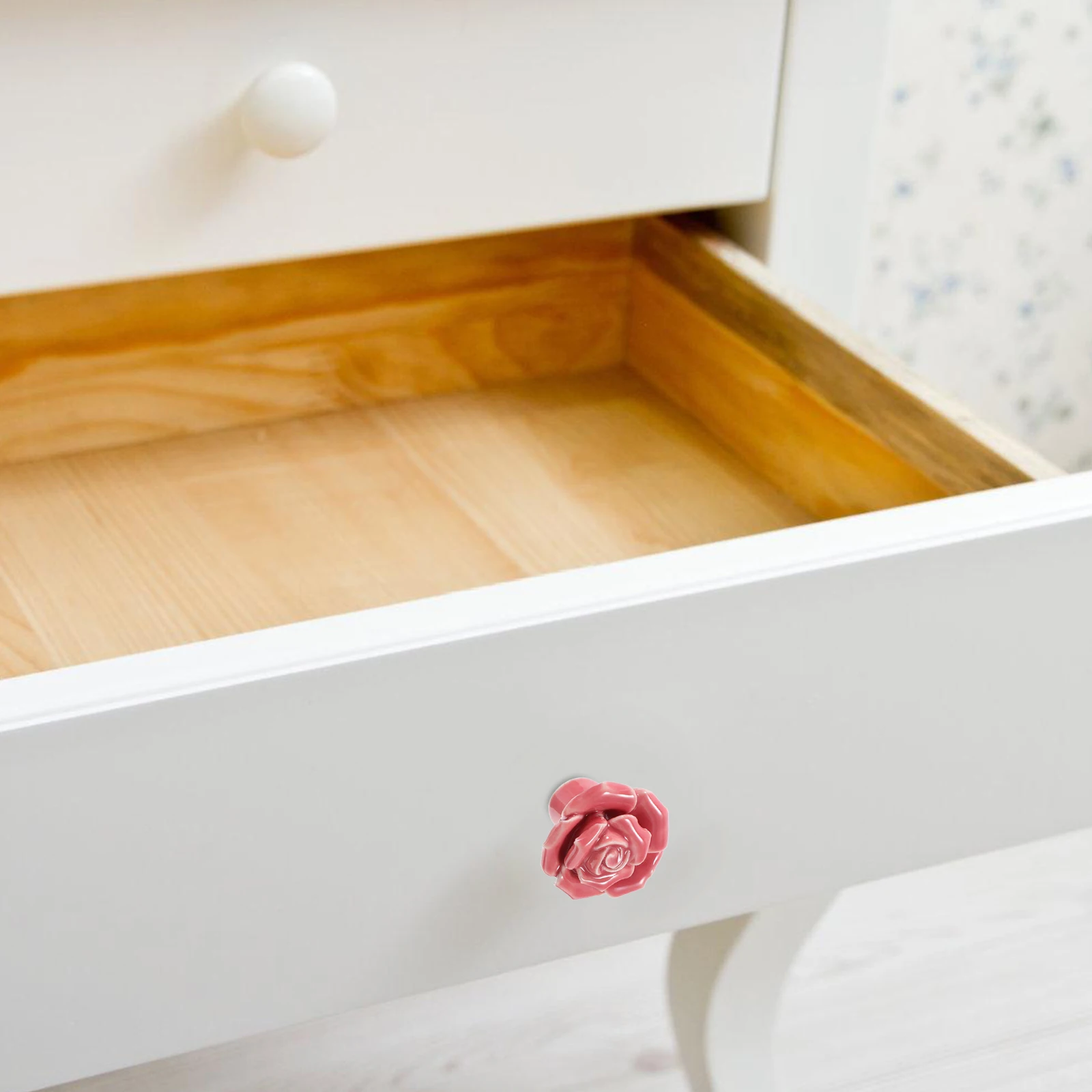 

2 Pcs Rose Ceramic Handle Door Knobs for Cupboards Vintage Cabinet Flower Drawer Pulls Porcelain Handles