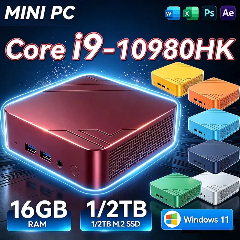 Mini PC Intel Core I9 10980HK Windows 11 Small Pocket Cmputer 16GB RAM 1/2TB SSD WIFI6 BT5.2 4K Desktop PC Gaming Computer