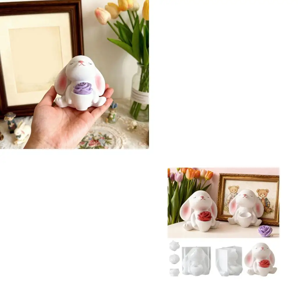 Rabbit With Vase Silicone Mold Perfect For Handmade Resin Art Creations