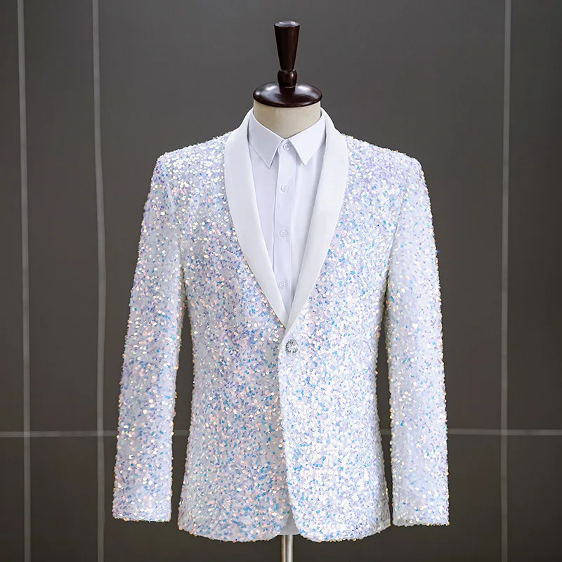 

Foreign trade men's formal dress three-dimensional sequins bar nightclub stage performance suit suit host singer suit jacket