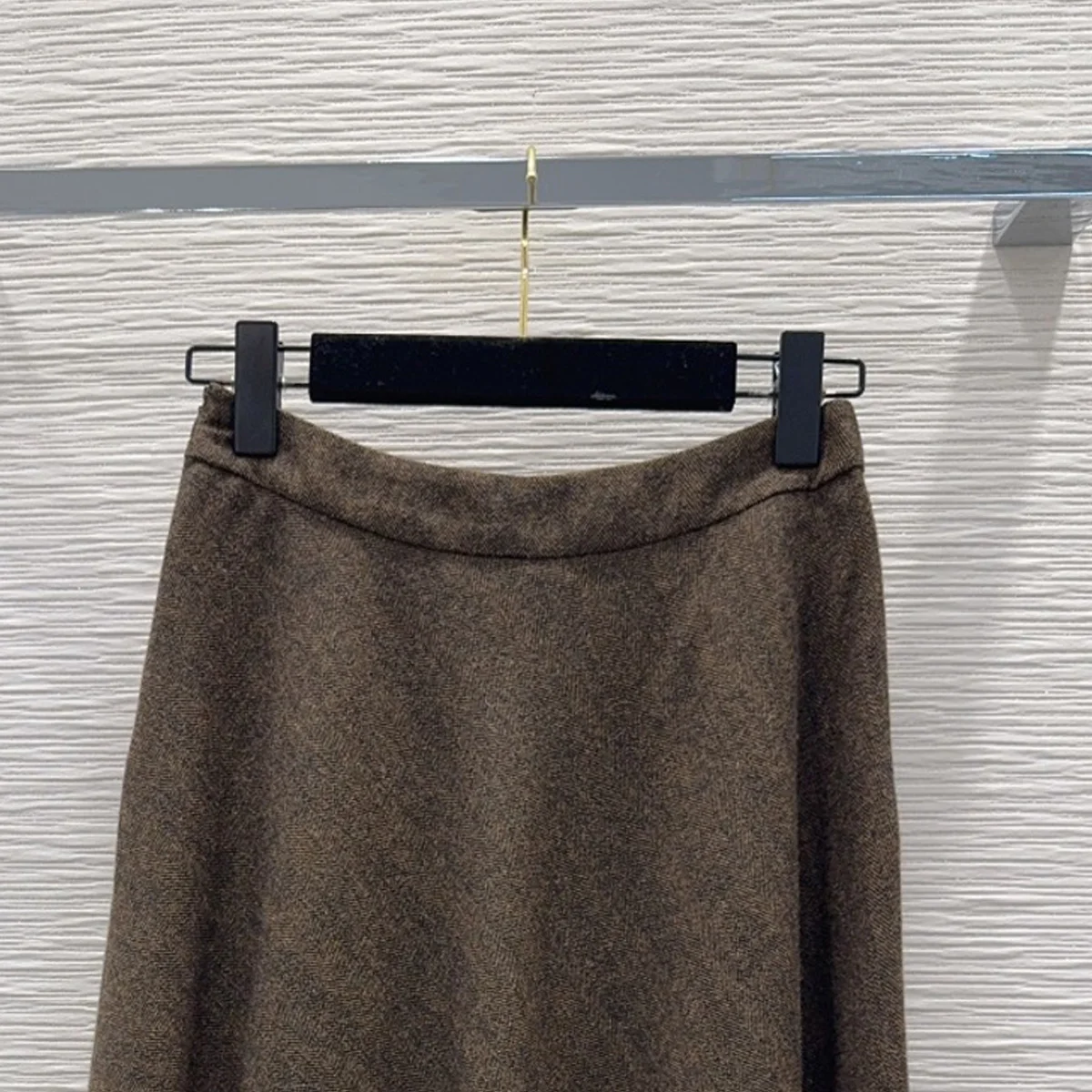 High Quality Women's Midi A Line Skirt Herringbone Pattern High Waist Flared Swing Long Skirt lyt26101906
