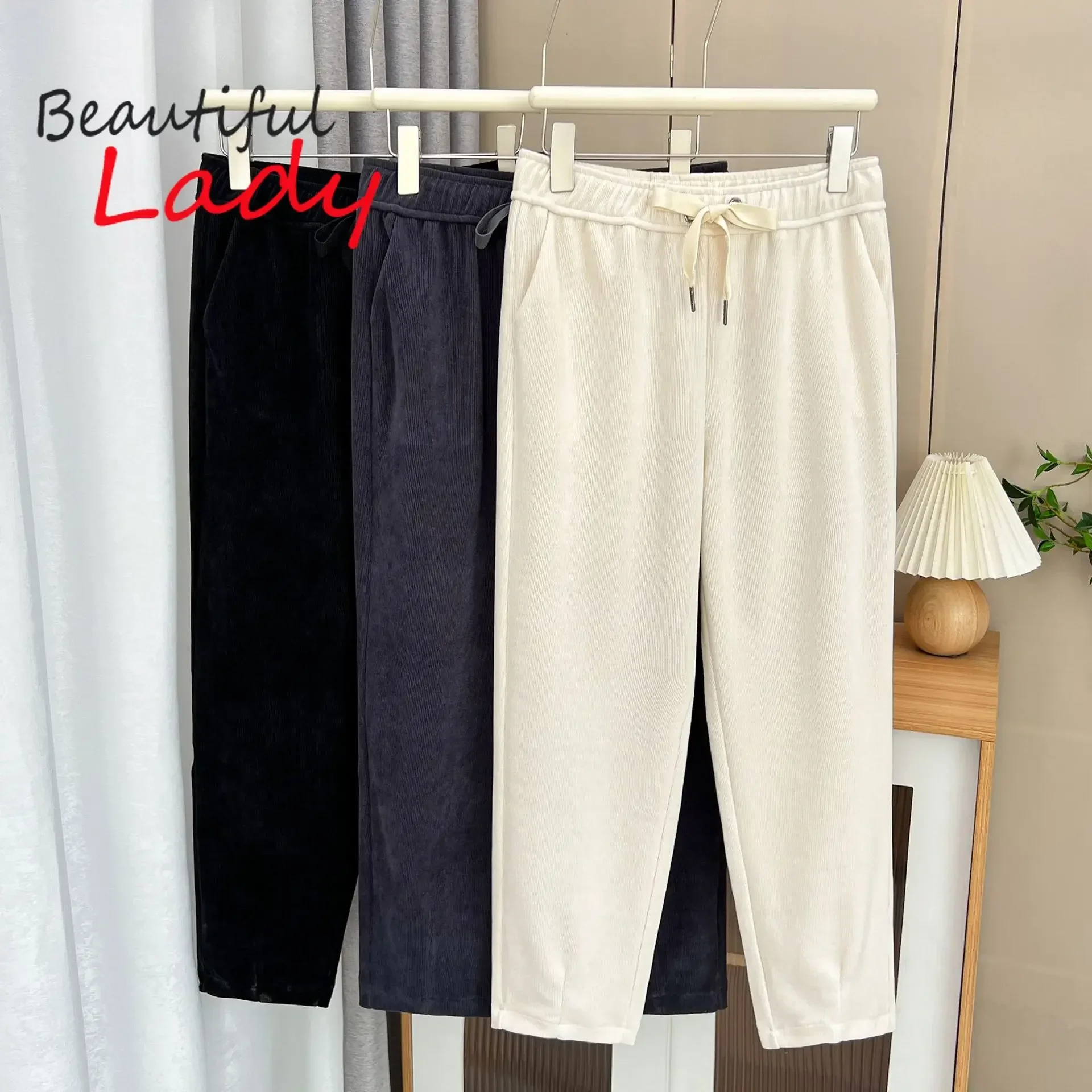 55-100kg XL-4XL Large Size Pants Women High Waist BaggyPants Black Trousers Loose Mom Pants Harem Pants Autumn