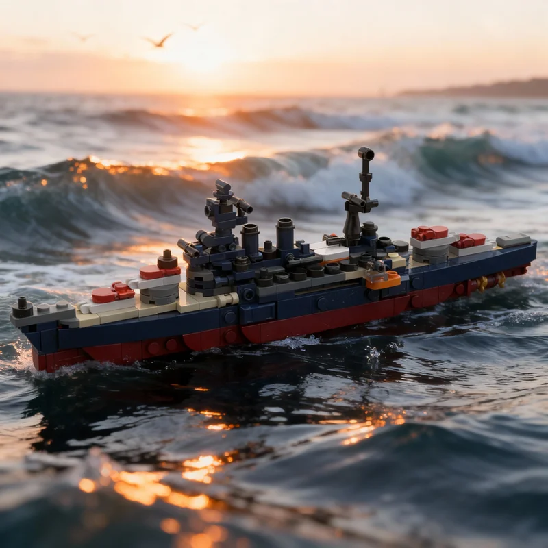 

247 деталей MOC Micro Battlecruiser Hood Boat, конструктор, архитектурная модель, рождественский подарок, игрушка, креативная идея, развивающий конструктор