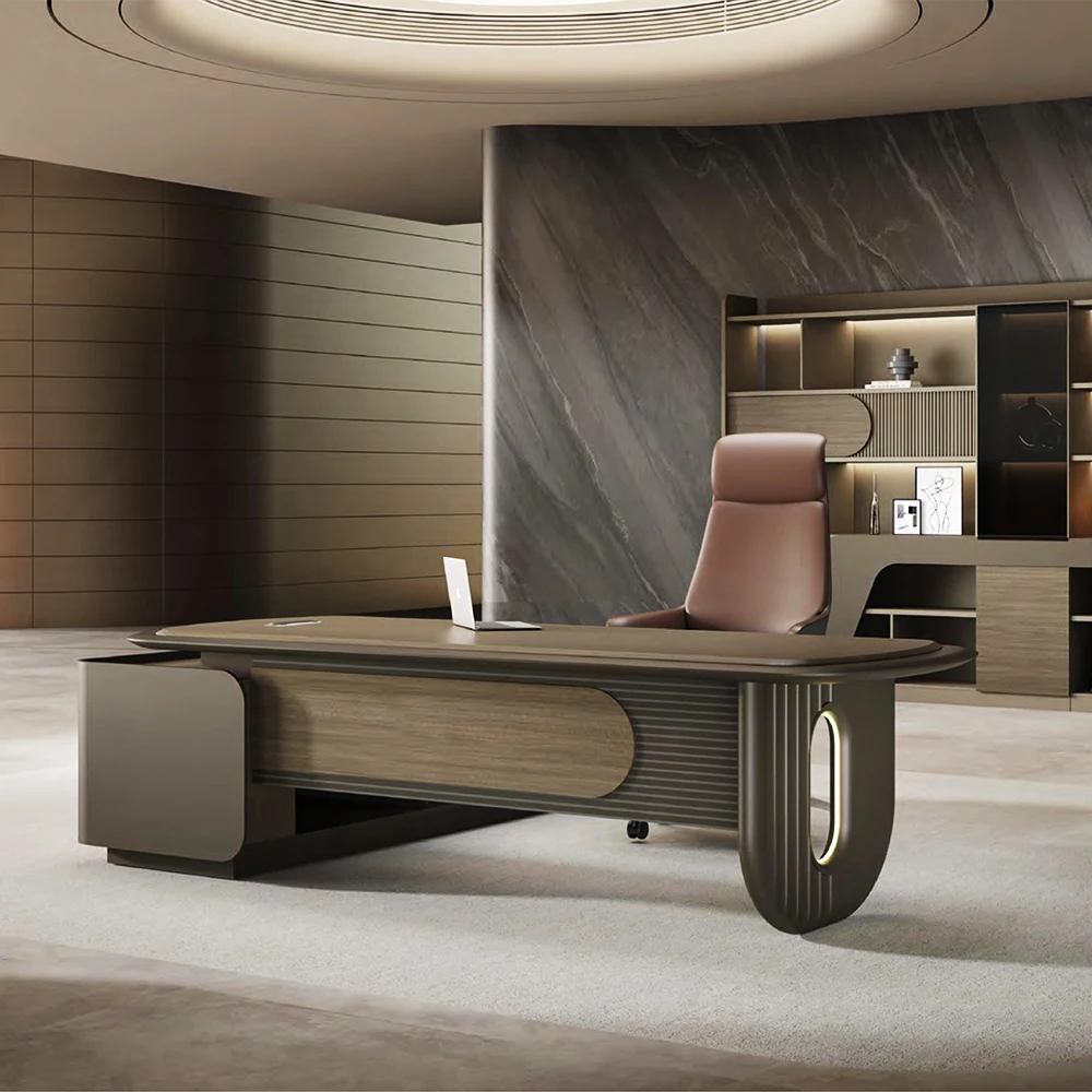 

Office Desk Modern Office Furniture Ceo Office Wooden Desk L Shape Mdf Double Layers Desktop Boss Table
