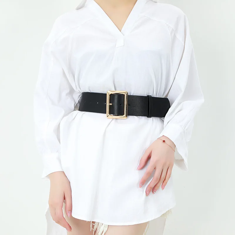 

2025 New Models of Hot Retro Generous Buckle Fashion Ladies Wide Belt Dress Decorative Belt Female