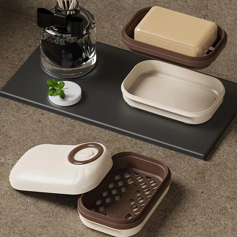 Shower Soap Case Detachable Soap Draining Dish Box With Lid Hands And Face Cleansing Bathing Space Saving Soap Dish For Shower