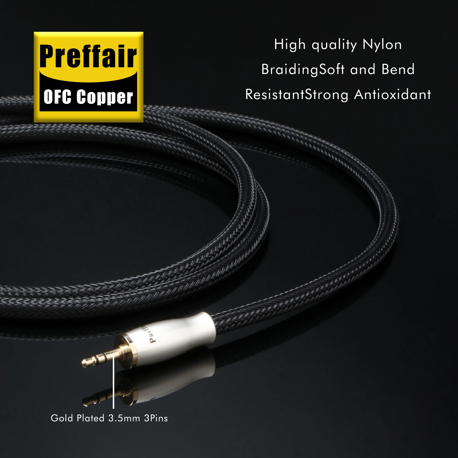 Preffair 1PCS 3.5mm to RCA Audio Cable HiFi Stereo AUX 3.5mm 3Pin Jack for Amplifiers Audio Home Theater Wire