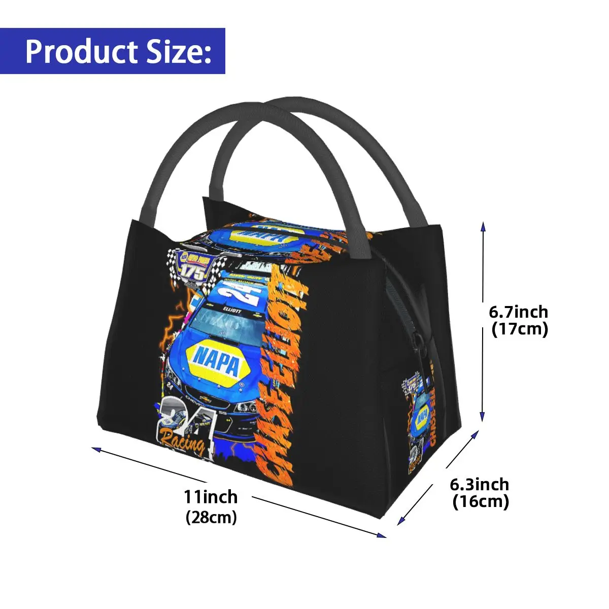 Chase Elliott NAPA Racing Insulated Lunch Bag for School Picnic Storage Food Boxes Leakproof Container Cooler Thermal Lunch Box