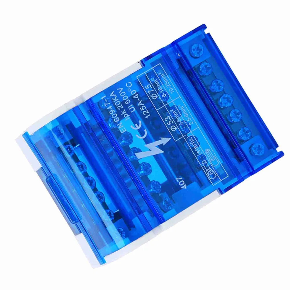 

Распределительная коробка клемм 407, 4 уровня, 125 А/500 В, распределительная коробка клеммной колодки на DIN-рейку, 4 в 24 выхода, синяя распределительная коробка