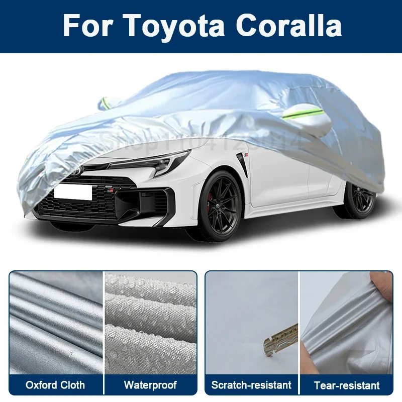 

Outdoor Full Car Cover For Toyota Coralla with Reflective Strips Waterproof Snowproof Dustproof UV Protection