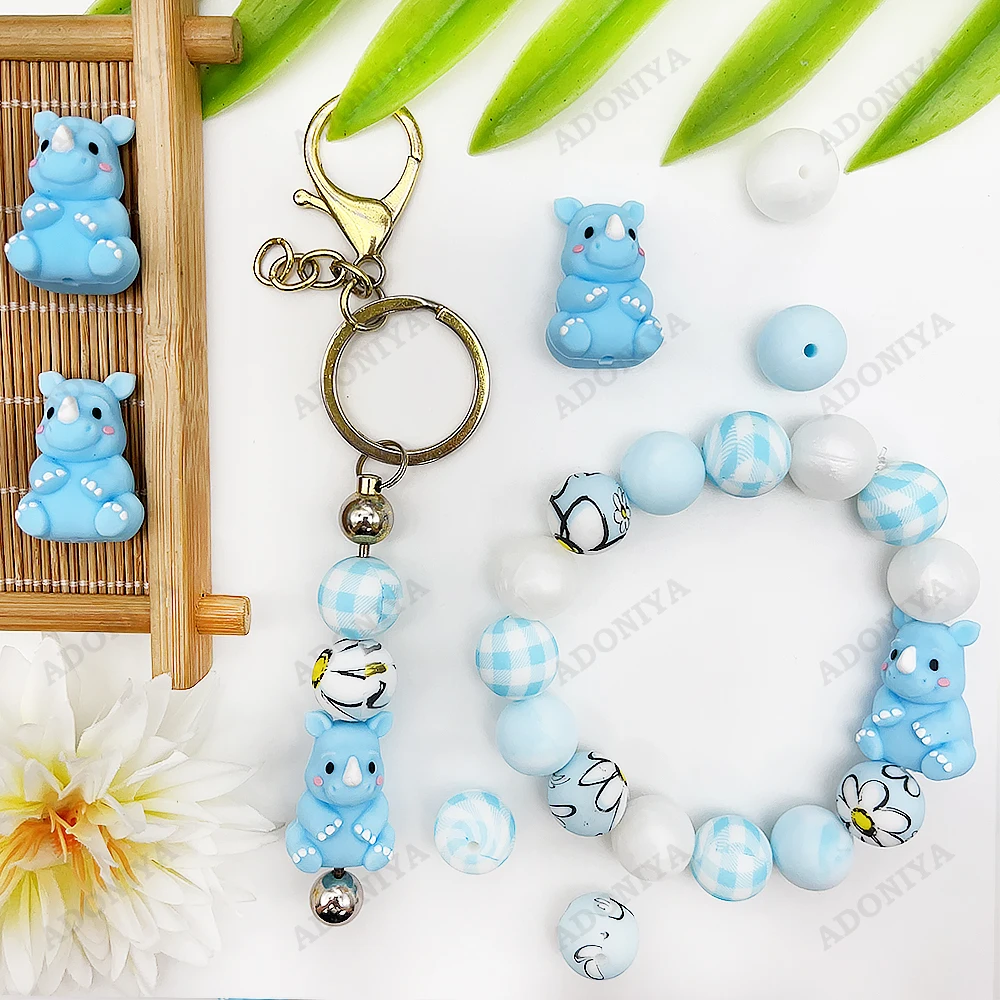 32-teiliges 3D-Nashorn-Serie Silikonperlen-Set für DIY-Halsketten, Armbänder, Stiftdekorationen, Schmuckanhänger usw. Feiertags-Geburtstagsgeschenk – Detail 5
