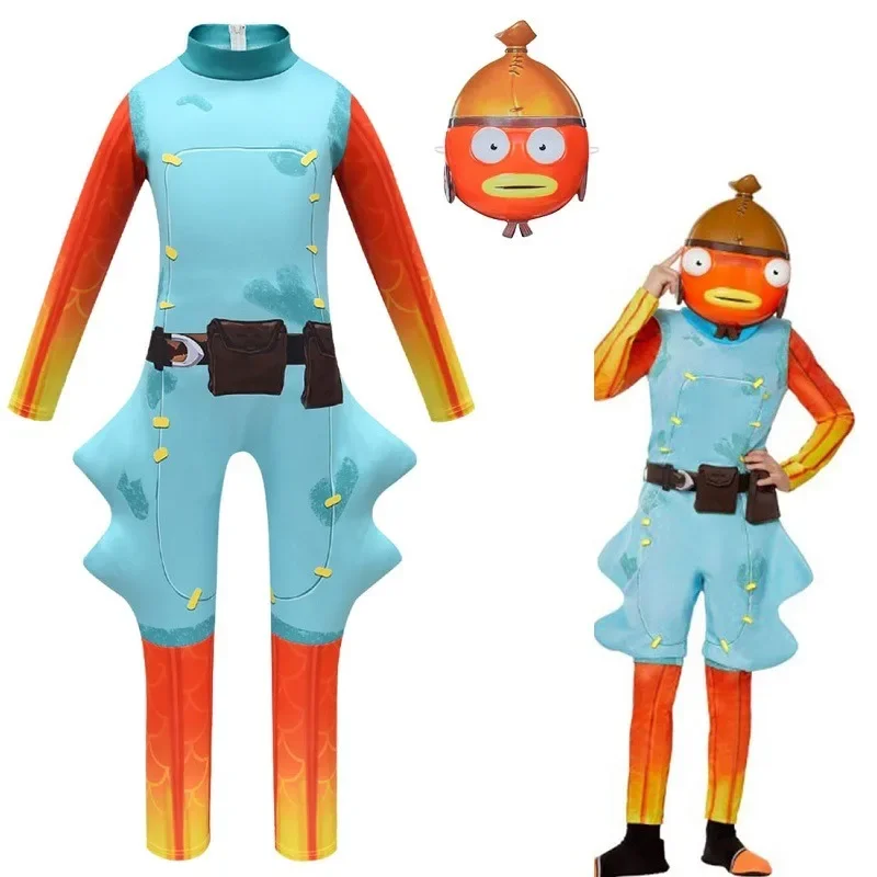 Halloween Kids Costume Cartoon Boss Jumpsuit Boy xtmas Birthday Party Fancy Carnival Costumes I-Identity Cosplay Fish girl Set