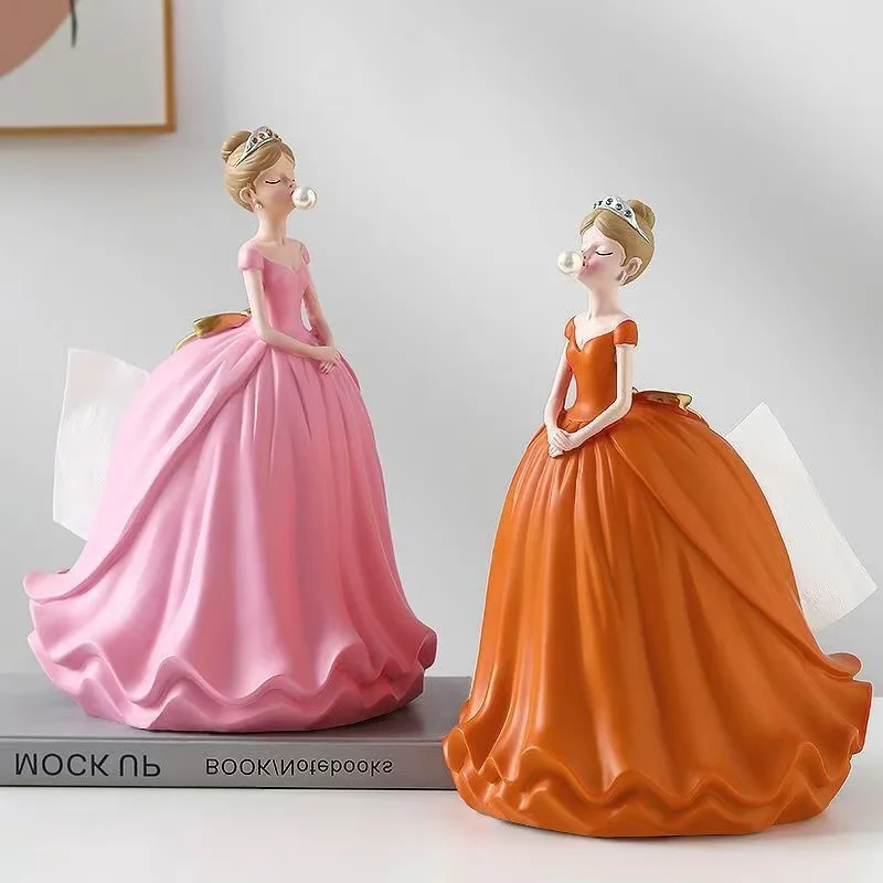 

1pc Creative Bubble Girl Puffy Skirt Tissue Box Resin Funny Desktop Tissue Storage Box Organizer HomeCoffee Shop TableDecoration