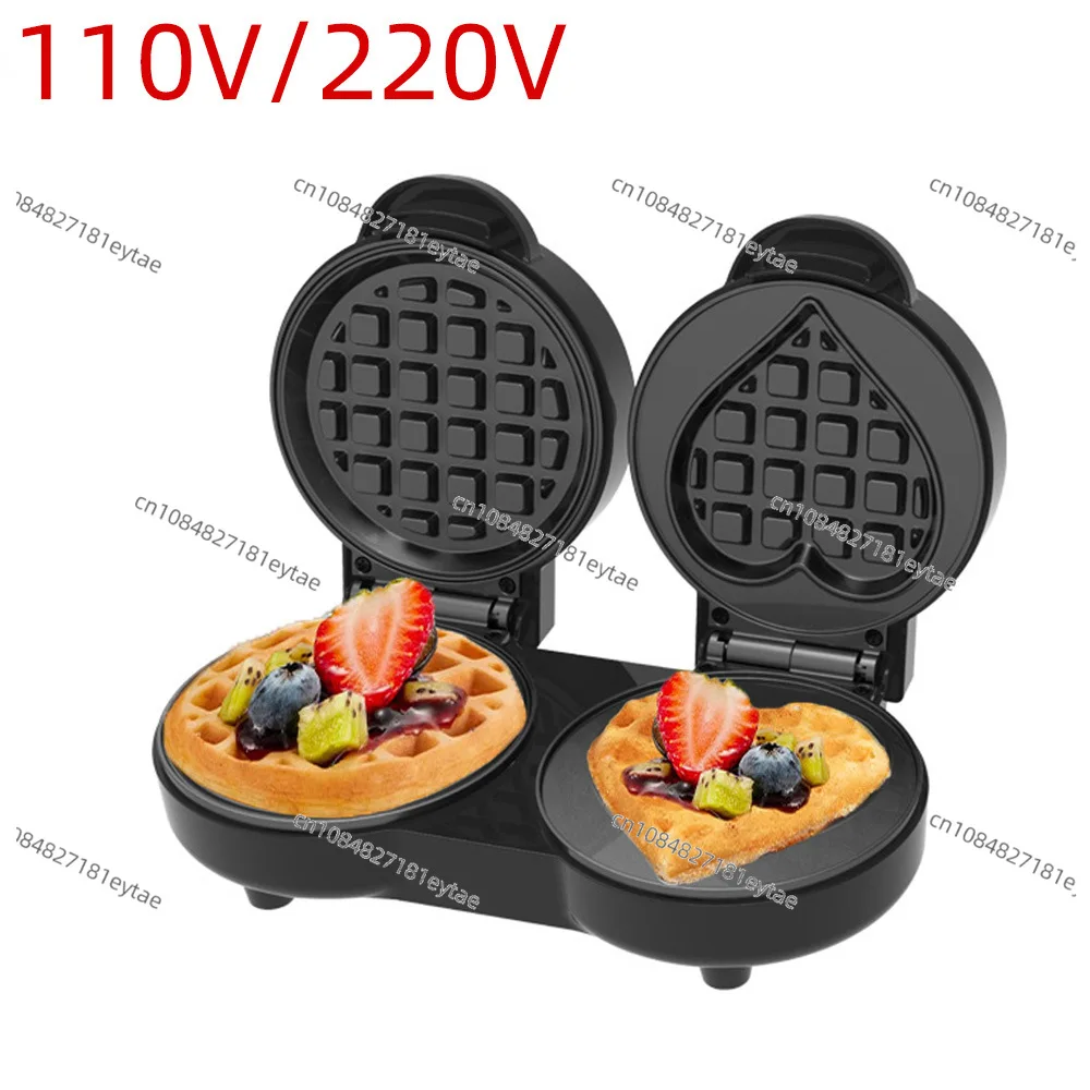 Double Plate Waffle Maker Multifunctional Round Heart Mini Sandwich Maker Baker