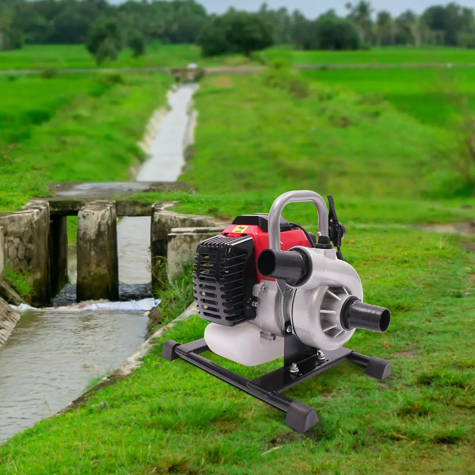 

52cc 2-Stroke Portable Water Pump - 1.5in Inlet/Outlet, High Flow for Irrigation & Yard Use