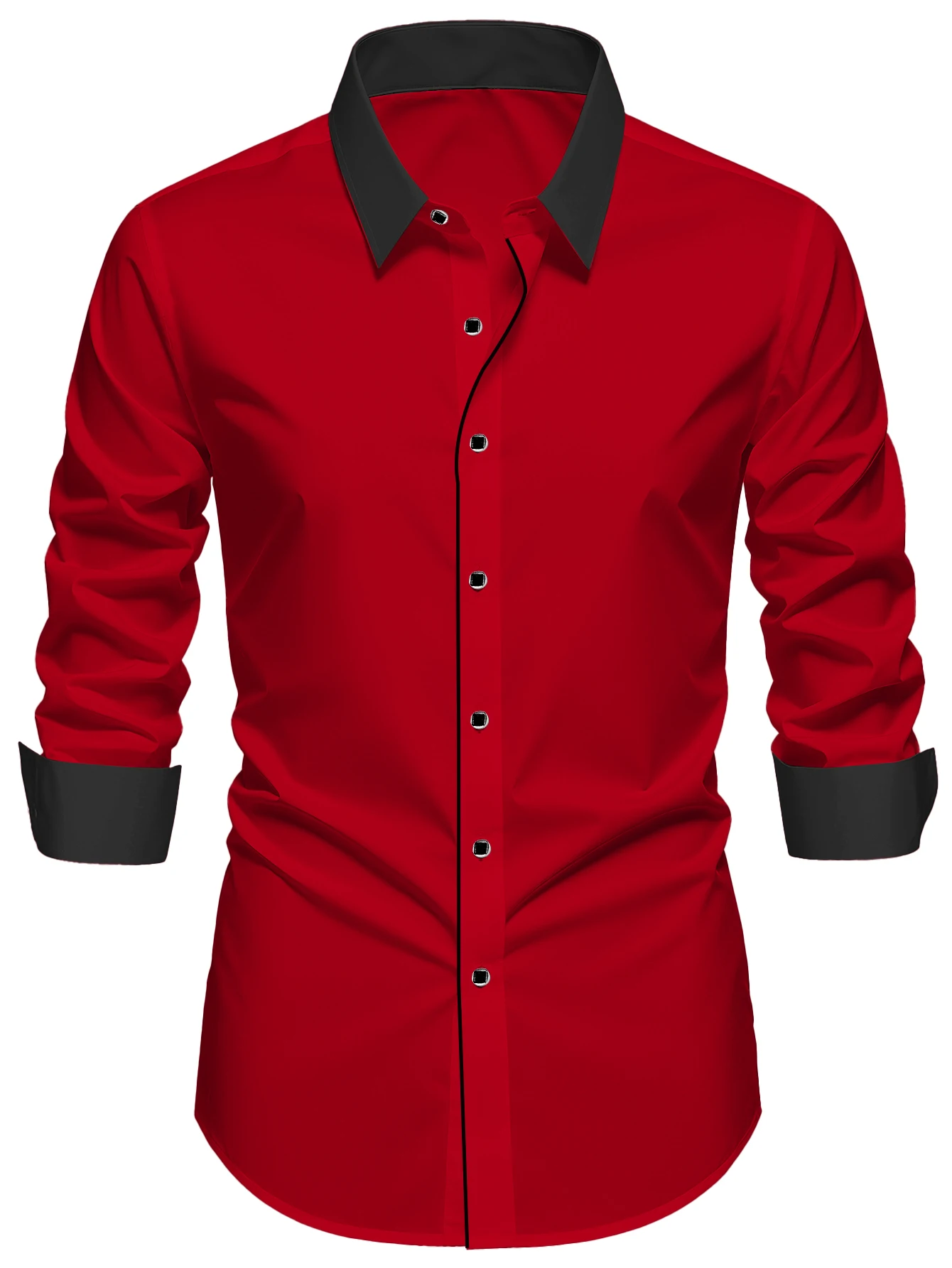 FGKKS Men Tuxedo Shirt Brand New Western Luxury Long Sleeve Smart Casual Micro Elastic Wrinkle-free Male Business Dress Shirts