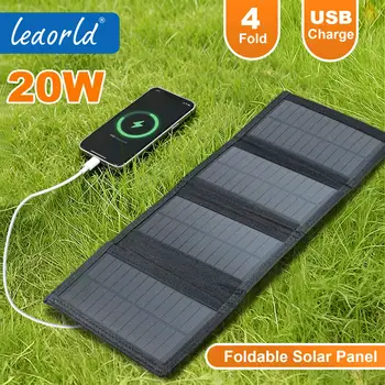 LEAORLD 20W Solar Panel Charger, Foldable Solar Panel Fast Charging, USB Solar Phone Charg