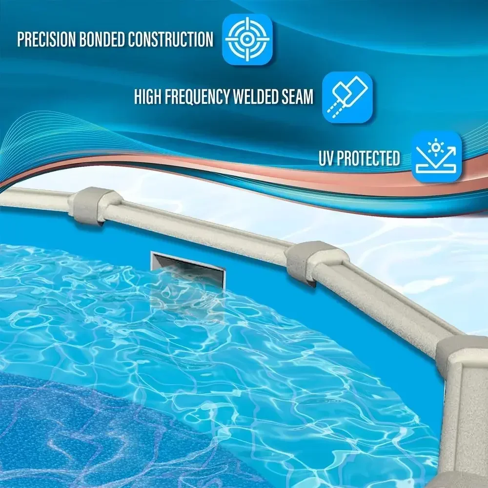 18 ft Round or 48-52 Inch Above Ground Pool Liner - Durable, Easy Install, Blue Pebble Pattern