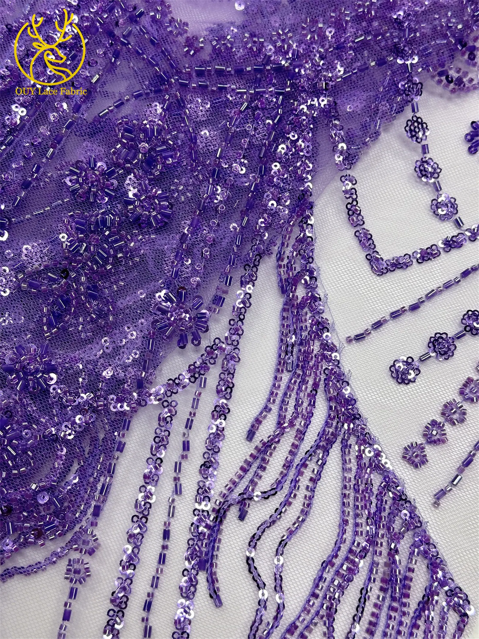 Roter 3D afrikanischer nigerianischer Perlen-Spitzenstoff, französischer Pailletten-Tüll, bestickter Spitzenstoff für Damen, Hochzeitsdekoration, Kleid, Nähen – Detail 21