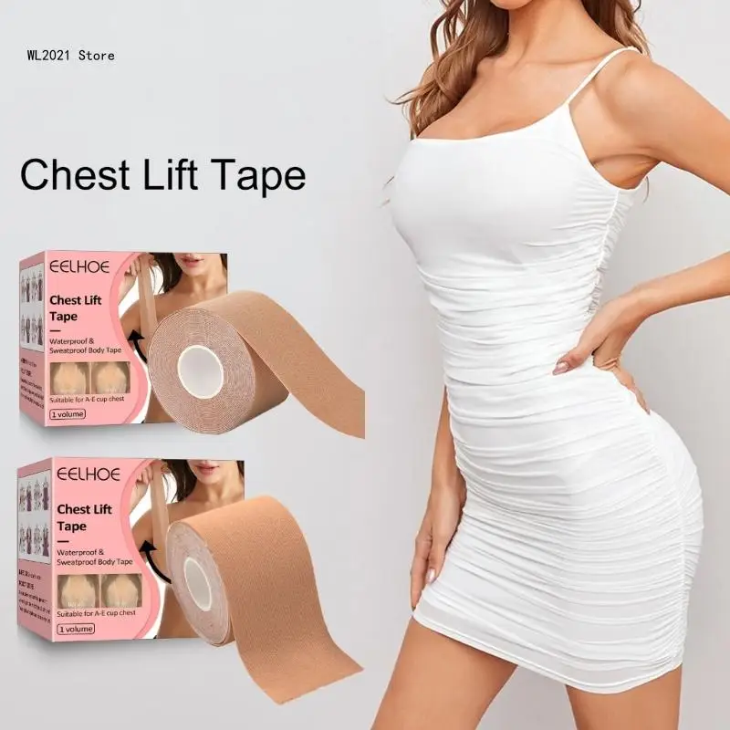 1 Roll 5M Boob Tape Breathable Breast Lift Tape Push Up Invisible Chest Lifting Sticker Tape for A-E Cup Large Breast