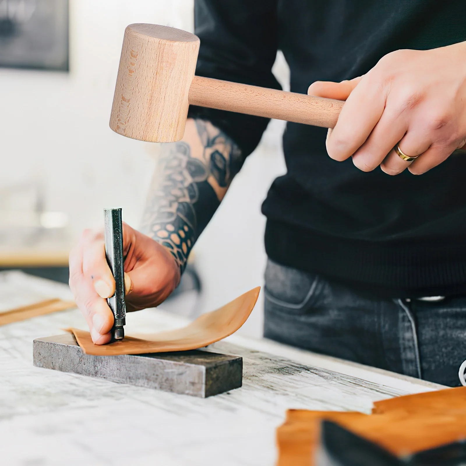 

Premium Woodworking Hammer Wooden Mallet Practical Carving Tool Ergonomic DIY Hand Tool Multipurpose Carpenter Engraving