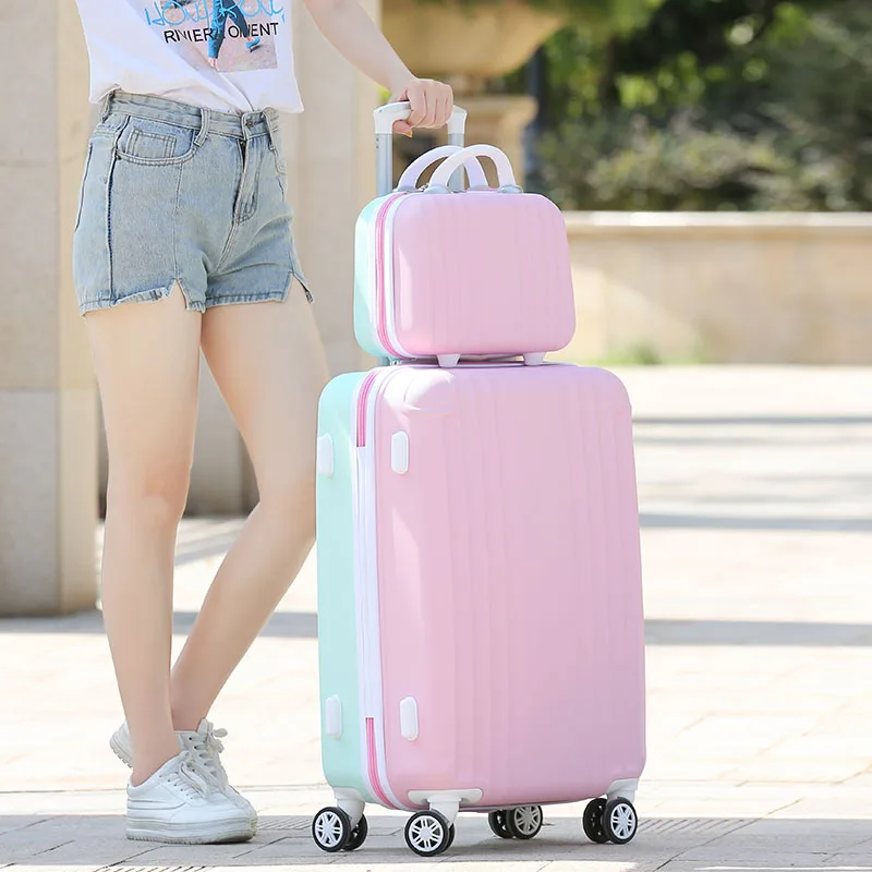 Valise à Roulettes Rose pour Femme et Fille, PoinValise d'École avec Mot de Passe