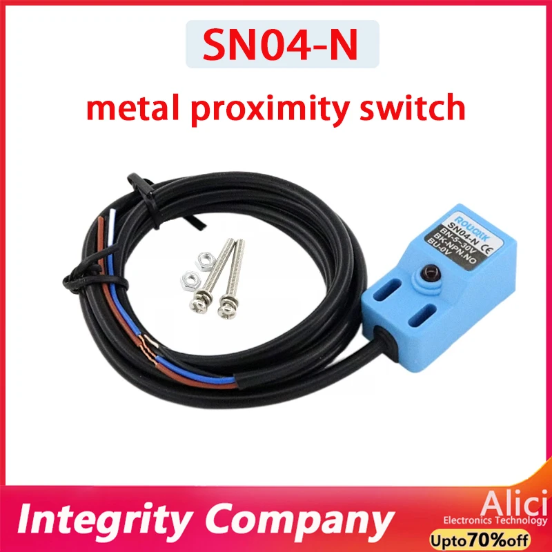Square metal sensor SN04-N proximity switch three-wire NPN normally open DC 5V-30V limit sensor 24V 4mm