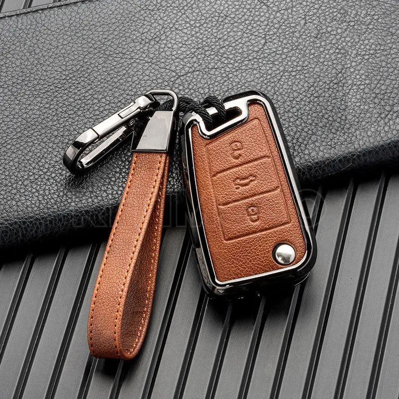 

Металлический автомобильный откидной чехол для ключей для VW Volkswagen Golf 7 MK7 Tiguan MK2 для Seat Ateca Leon FR 2 Ibiza Skoda Octavia Keyless